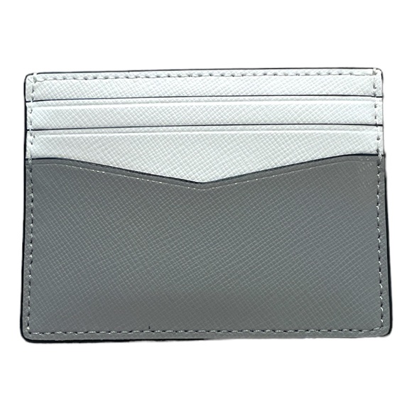 Kate Spade Staci Colorblock Saffiano Leather Card Case Wallet Gray White - Picture 2 of 6